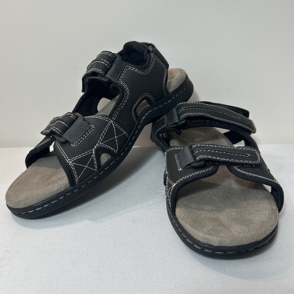 Dockers Men Sandals Newpage Size US 10M Black Vegan Leather Comfort Adjustable